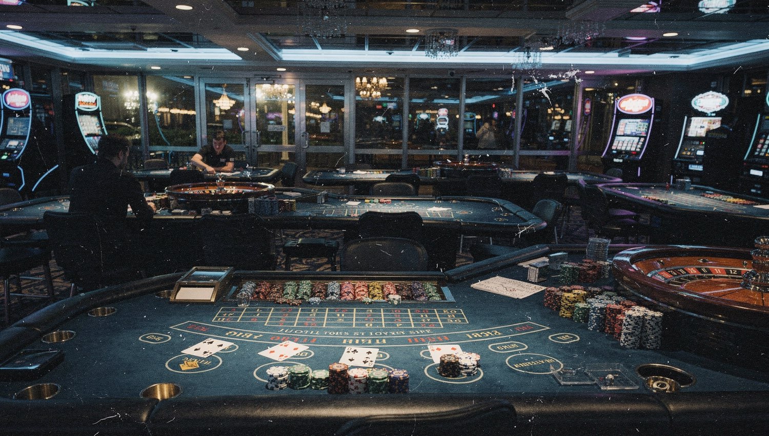 Casino gaming floor at night