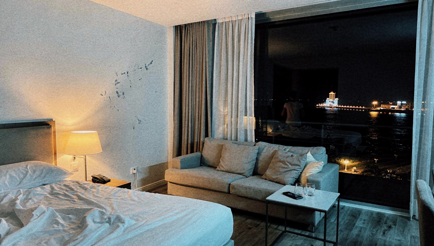 Sea-facing suite at night