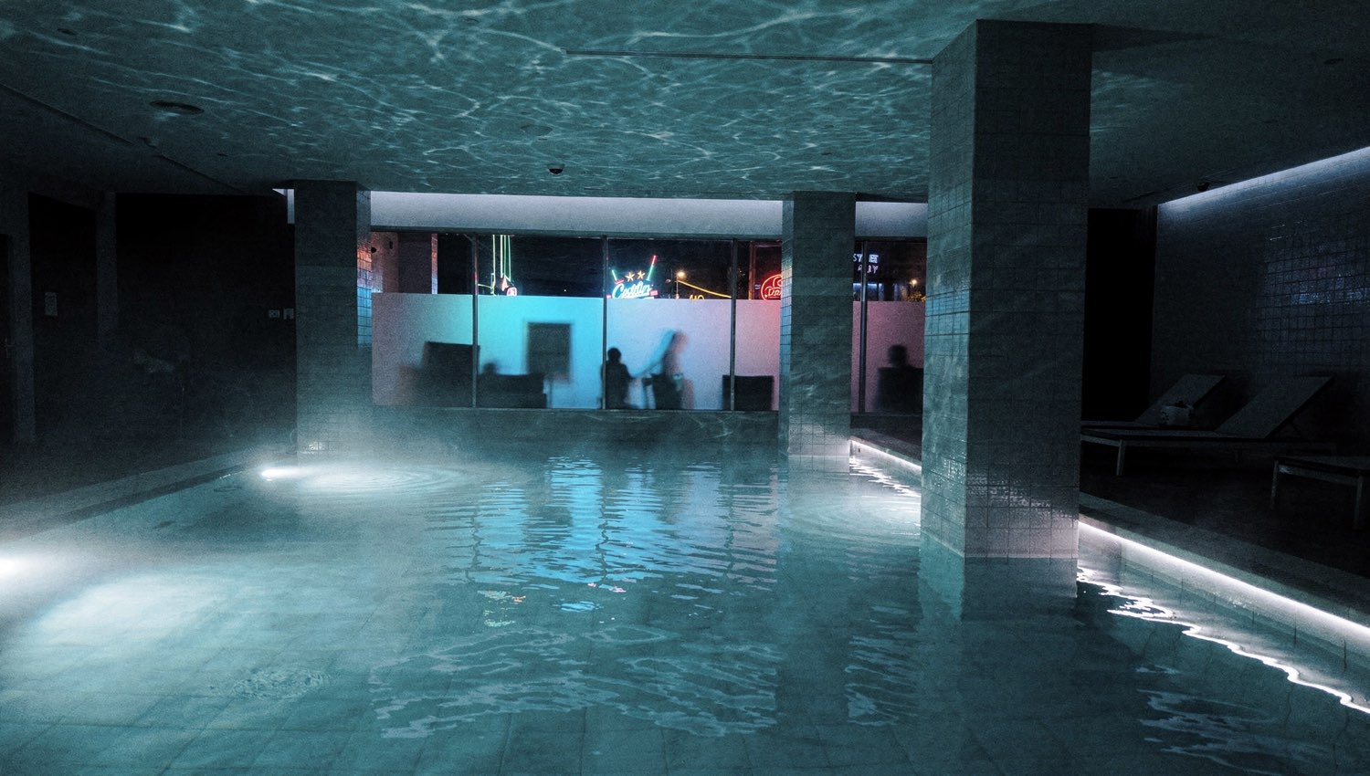 Spa pool at night